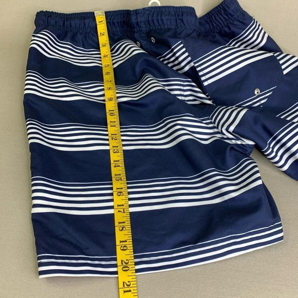 Lands' End Swimwear Drawstring Lined Swim Trunks Shorts XL 40/42 Blue Stripes - Picture 11 of 14